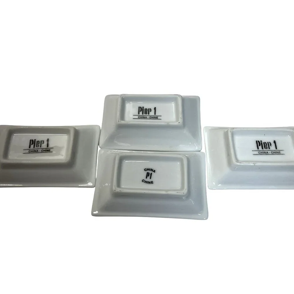 Set Of 3 Pier 1 China White‎ Porcelain Rectangular Sushi Dishes +1 Non authentic